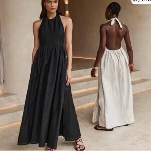 DISSH linen maxi dress in TAN